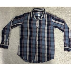 Gap Standard Fit Plaid Print Thick Flannel Shirt Men's S Button Front Blue White